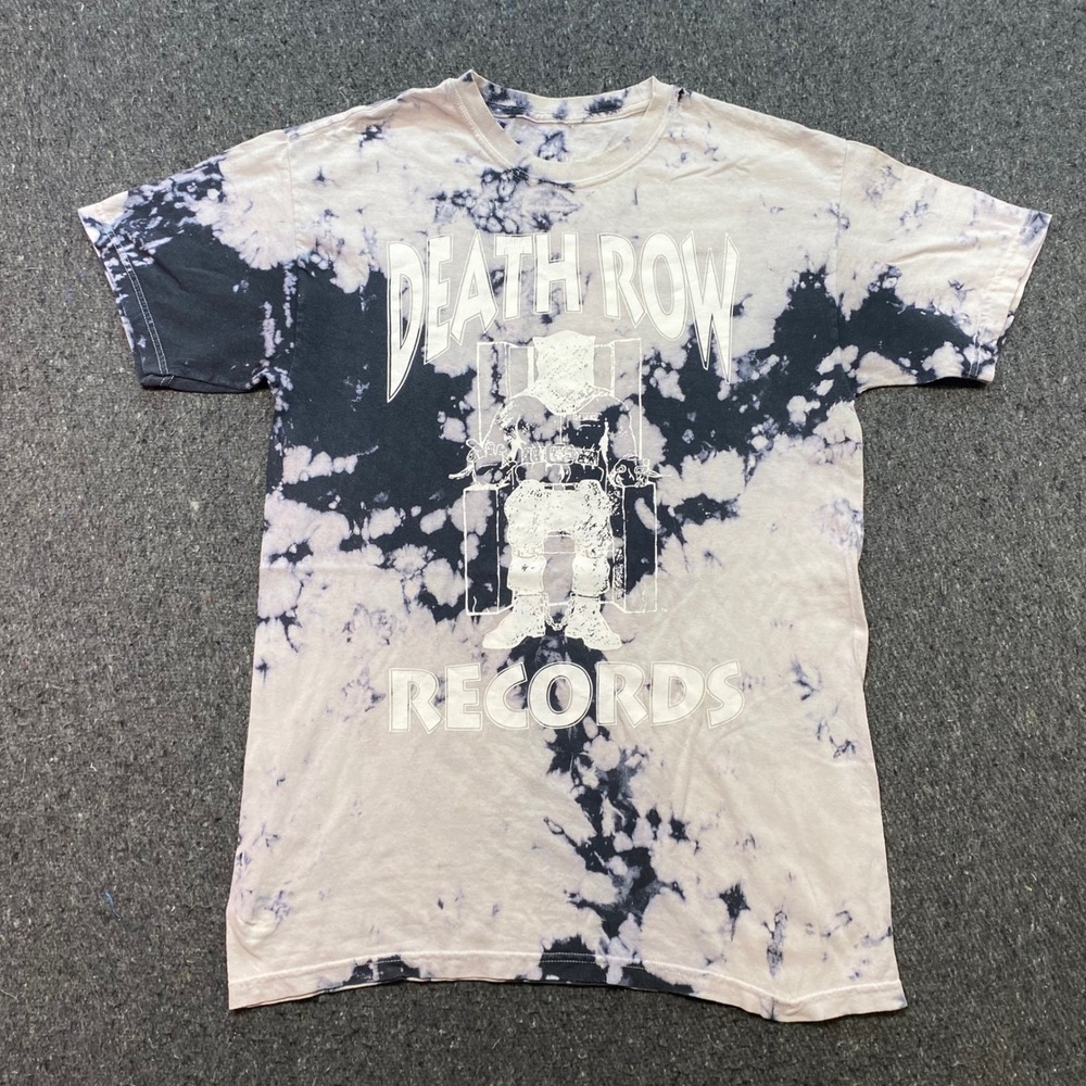 Death Row Records TShirt Sz M Mens Black White Tie Dye Grunge Hip Hop Streetwear